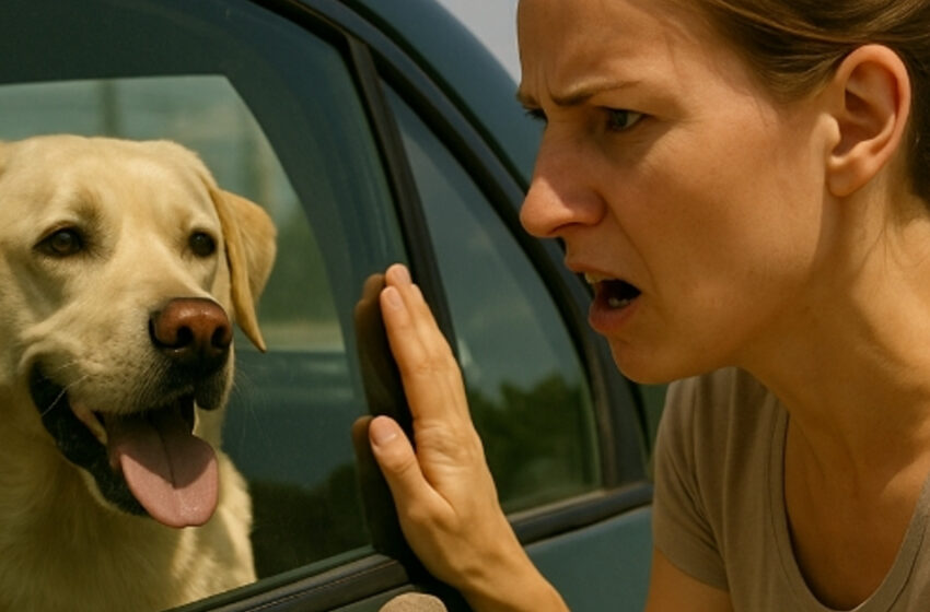  Я разбила стекло машины на раскалённой парковке ради чужой собаки, запертой внутри. Когда приехала полиция, выяснилось нечто, что изменило всё