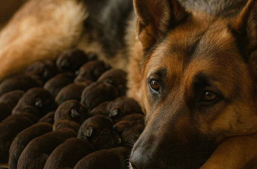  Мужчина нашёл на улице беременную немецкую овчарку. Когда она наконец родила, ветеринар с ужасом осознал, что она выносила не обычных щенков